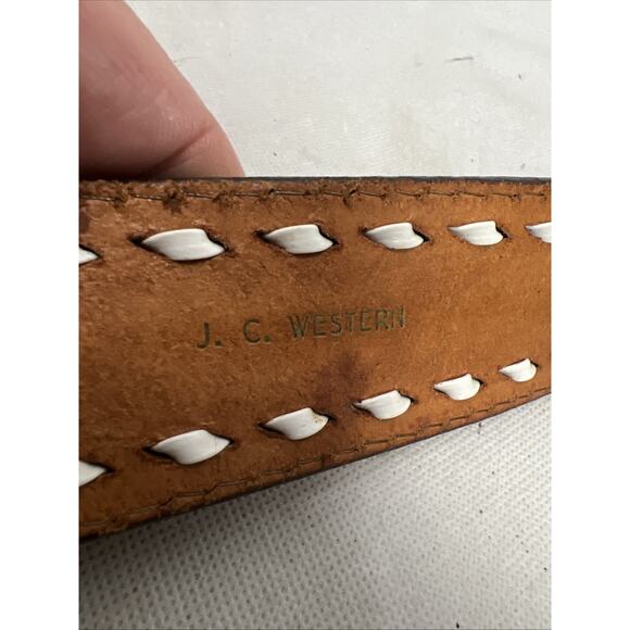 Silver Plated “END OF THE TRAIL” Indian Art Southwestern Belt Buckle Tooled Belt - Picture 11 of 11